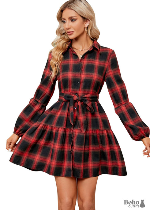 Winter Red Boho Dress